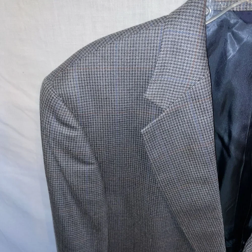 Brooks Brothers 346 Men’s Dress Blazer Size 44L Gray Houndstooth Silk Blend
